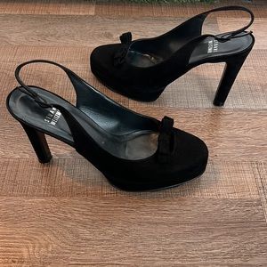 Stuart Weitzman Black Suede Slingback Pump